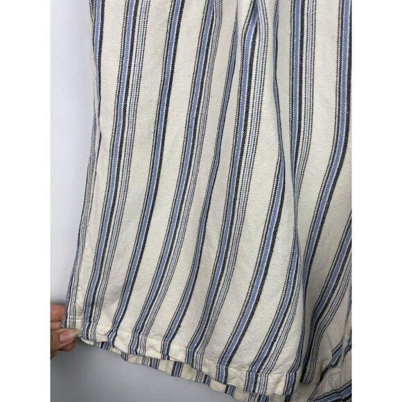 J. Jill Blue Black White Stripe Linen Blend Pull On Elastic Waist Short Size L - Picture 3 of 7